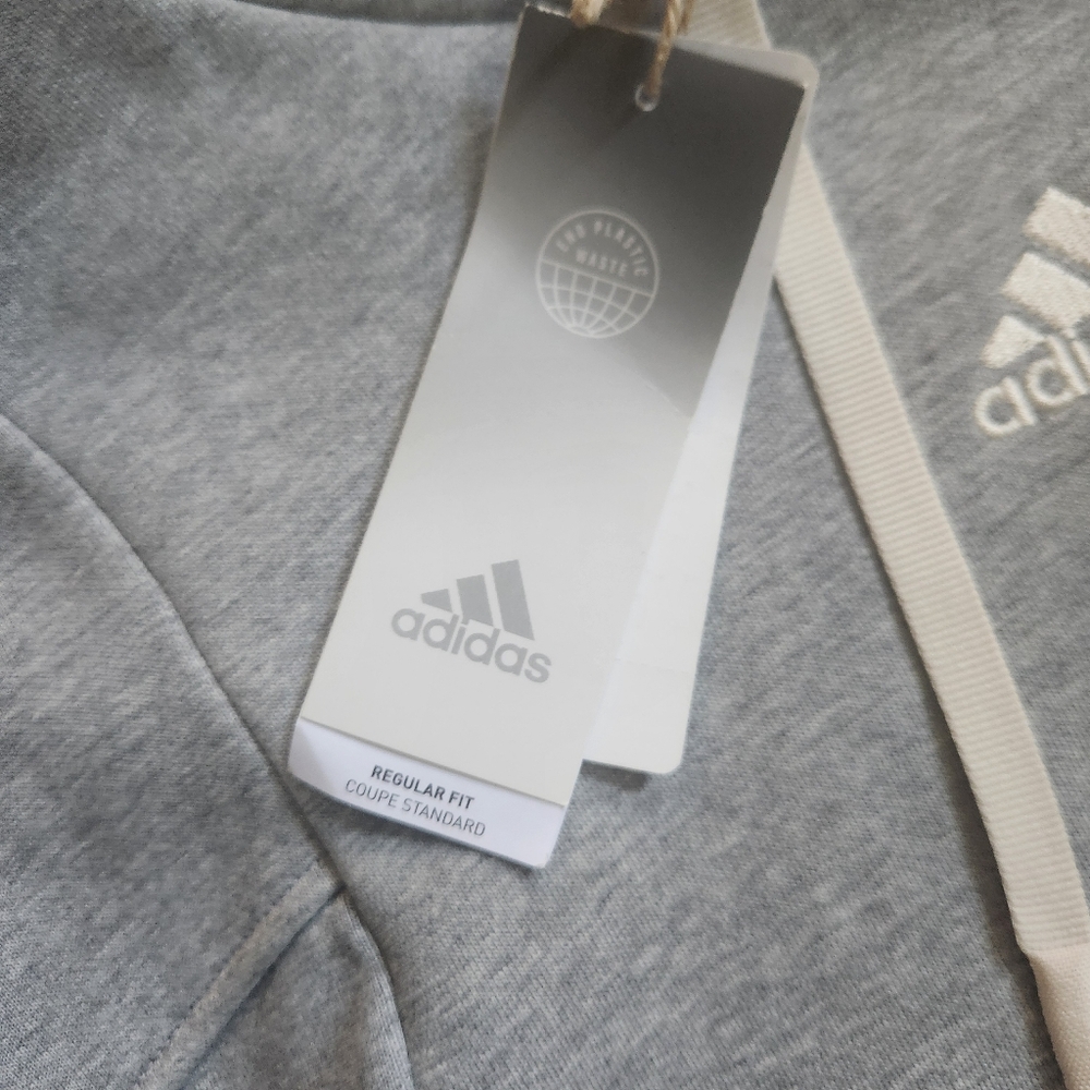 HP!❤️NWT ADIDAS Gray Pullover Logo Hoodie Men's Internal OH Fleece Lined XS - Picture 15 of 16
